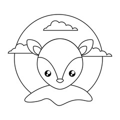 head of cute little reindeer baby in landscape