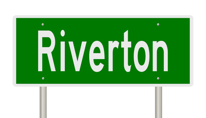 Rendering of a green highway sign for Riverton Wyoming