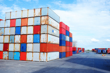 Container yard in the port to wait for export and import