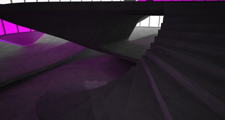 Obraz premium Abstract architectural concrete smooth interior of a minimalist house. 3D illustration and rendering.