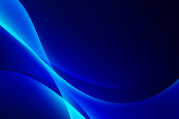 Abstract light blue curve graphic on dark background, copy space composition.