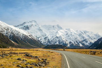 View from the side of the road in the National Park area, Mount Cook Rd, New Zealand