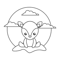 cute little reindeer baby in landscape