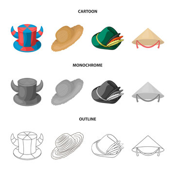 Vector design of hat and cap sign. Collection of hat and model stock symbol for web.