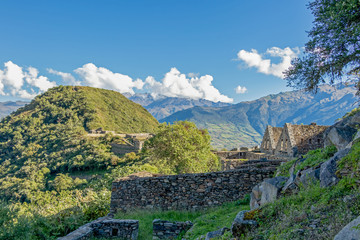 Fototapeta na wymiar The ruins of the ancient Inca city of Choquequirao, alternative to Machu Picchu, Peru