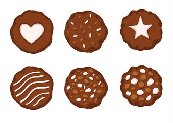 Chocolate Baked Cookies on white background illustration vector 