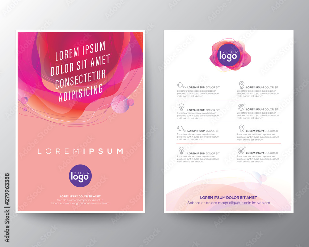 Wall mural abstract red fluid circle shape with vivid colors gradient on pink pastel background for brochure, f