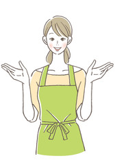 エプロンの女性　案内