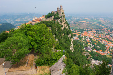 Fototapeta na wymiar San Marino castle. Guaita, the First Tower of San Marino