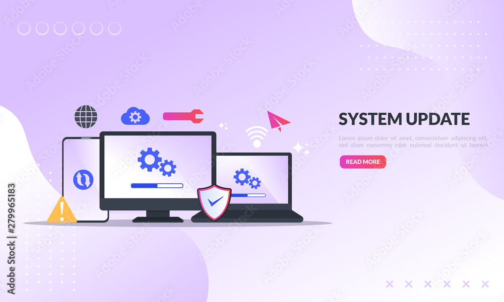Wall mural system update improvement change new version software. installing update process, upgrade program, d