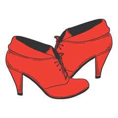 High heel shoes. Vector concept in doodle and sketch style.