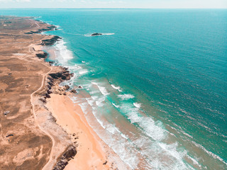 Aerial view of the French beach of 
