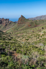 Fototapeta na wymiar The green hills of the island of Tenerife