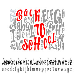 Banner again in school - a modern poster from the Latin alphabet.