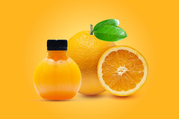 Fresh orange isolated on orange background.Juicy and sweet and renowned for its concentration of vitamin C