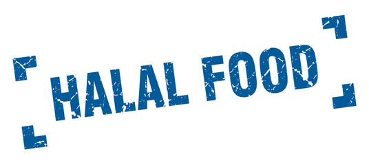 halal food stamp. halal food square grunge sign. halal food