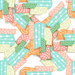 Paper cutout vector illustration. Fabric texture. Cut paper craft pattern in origami style. 3d vector. Design element.
