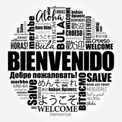 Fototapeta premium Bienvenido (Welcome in Spanish) word cloud in different languages