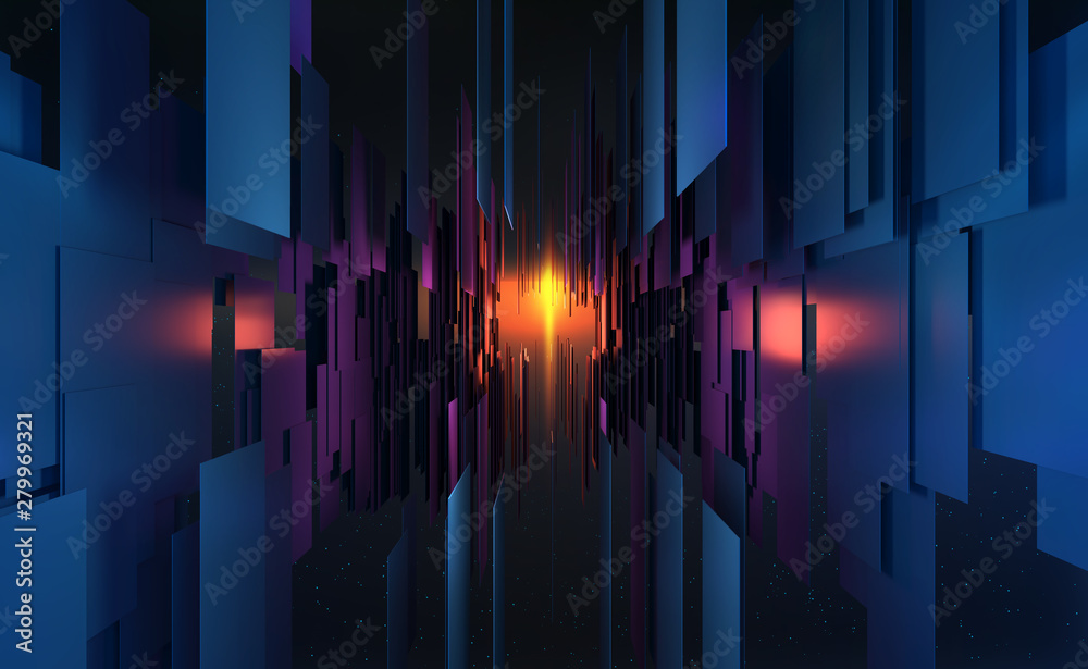 Leinwandbilder abstract 3d illustration of information space in high-tech world of future. global data collection a