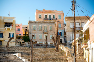 Obraz premium View of streets in Syros island, Cyclades, Greece.
