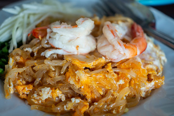 Fresh Shrimp Pad Thai.Thai food is a favorite of tourists.