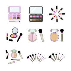 Set of make up flat vector icons.