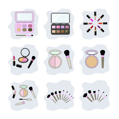 Set of make up flat vector icons.