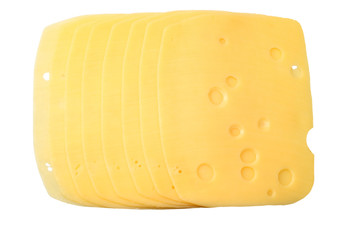 cheese slices isolated on white background. top view