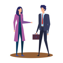 elegant young business couple avatars characters