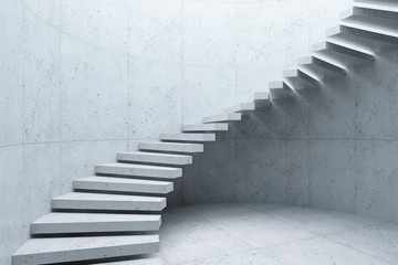 Fototapeta modern staircase in concrete interior, 3d rendering obraz