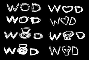 word wod on black background Vector Illustration. Handdraw style.