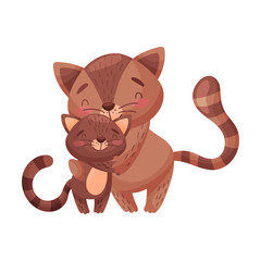 Cat with a kitten. Vector illustration on white background.