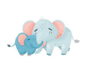 Two elephants. Vector illustration on white background.