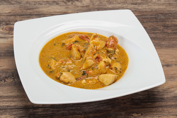 Traditional thai curry chicken soup