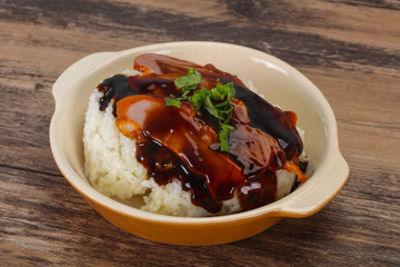 Rice with duck breast in Unagi sauce