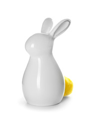 Ceramic bunny on white background