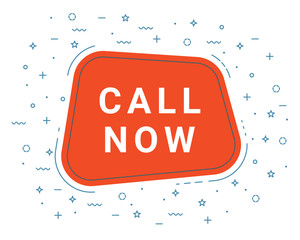 Call Now Speech Bubble Banner Sign, Design Template. Business Label Promo Offer.