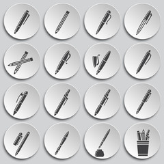 Pens related icons set on background for graphic and web design. Simple illustration. Internet concept symbol for website button or mobile app.