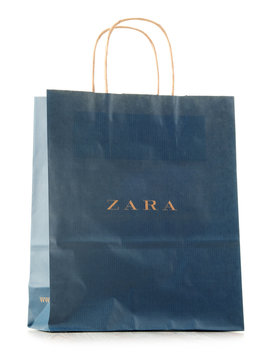 Original Zara Paper Shopping Bag Isolated On White