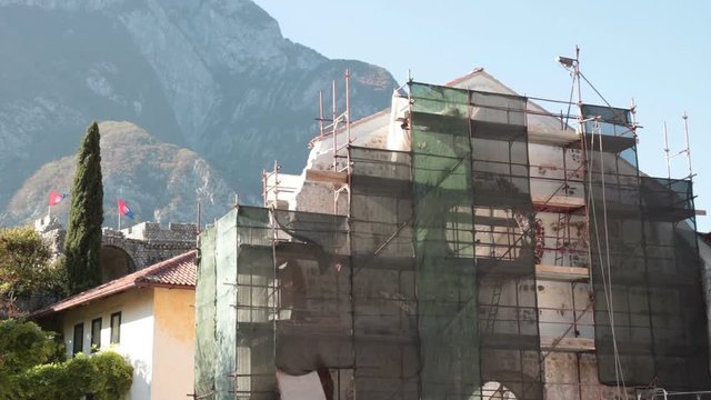 restoration works of art heritage,  renovation of ancient architecture in Venzone (Italy)