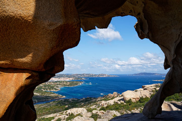 View at Palau from the Rock of the Bear (Bärenfels) at Capo d'Orso, Palau, Olbia-Tempio, Sardinia...