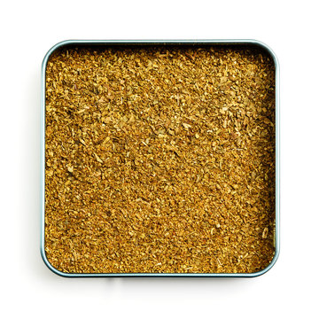 Hops-suneli seasoning on white background - top view