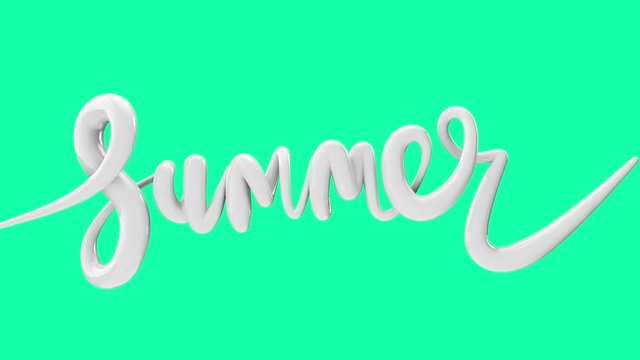 Summer bright bubble script typography inflating word background 3D Render