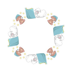 Frame template with cartoon characters.