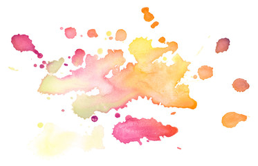 Multicolor watercolor in pastel tones. Isolated place with divorces and borders. Frame with copy space for text.