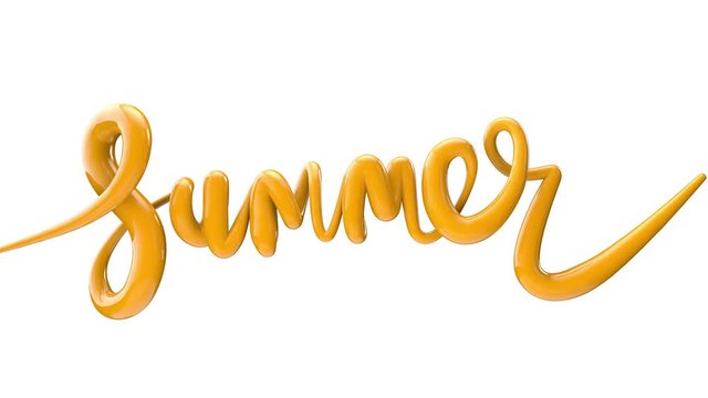Summer bright bubble script typography inflating word background 3D Render