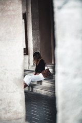 Fashionably dressed woman on the streets