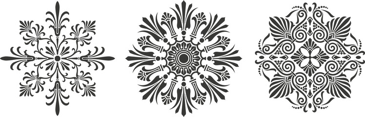 Ornamental round floral patterns. Rosette ornaments. - obrazy, fototapety, plakaty