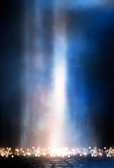 Wet asphalt, neon light reflected on a wet surface, smoke, smog. The lights of the night city.