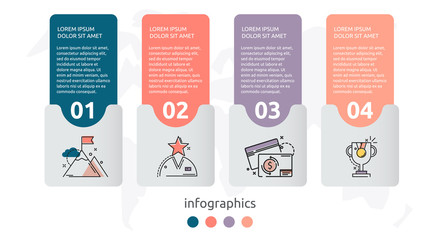 Vector infographic flat template concept for four labels, diagram, graph. Business concept with 4 options. For content, flowchart, steps, timeline, web, workflow, marketing, presentation